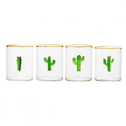 8 oz. Aztec Cactus Tumbler Set of 4 - Stylish Drinking Glasses by Abigails