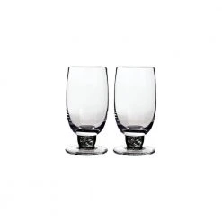 Denby Jet 15.21 oz. Clear/Green Glass Tumblers (Set of 2) - Elegant Drinking Glasses