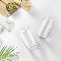 JoyJolt Classic Can Shaped 17 oz. Tumbler Drinking Highball Glass Cups (Set of 6) - Elegant Cocktail Glasses for Home Bar -Drinkware Shop clear joyjolt highball glasses jg10278 44 1000