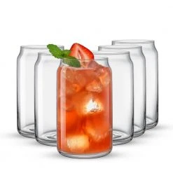 JoyJolt Classic Can Shaped 17 oz. Tumbler Drinking Highball Glass Cups (Set of 6) - Elegant Cocktail Glasses for Home Bar -Drinkware Shop clear joyjolt highball glasses jg10278 4f 1000