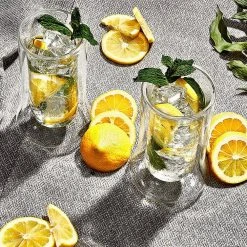 JoyJolt Cosmo 10 oz. Clear Borosilicate Glass Double Wall Highball Drinking Glass (Set of 4) -Drinkware Shop clear joyjolt highball glasses mcsd20261 1f 1000