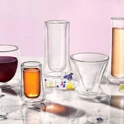 JoyJolt Cosmo 10 oz. Clear Borosilicate Glass Double Wall Highball Drinking Glass (Set of 4) -Drinkware Shop clear joyjolt highball glasses mcsd20261 44 1000