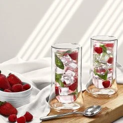 JoyJolt Cosmo 10 oz. Clear Borosilicate Glass Double Wall Highball Drinking Glass (Set of 4) -Drinkware Shop clear joyjolt highball glasses mcsd20261 c3 1000