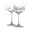 JoyJolt Meadow Butterfly 14 oz. Crystal Stemmed Martini Coupe Glass Set (Set of 2) - Elegant Cocktail Glasses