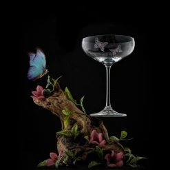 JoyJolt Meadow Butterfly 14 oz. Crystal Stemmed Martini Coupe Glass Set (Set of 2) - Elegant Cocktail Glasses -Drinkware Shop clear joyjolt martini glasses jme10165 fa 1000