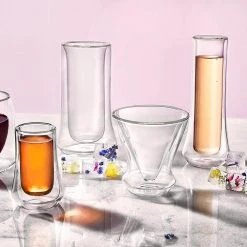 JoyJolt Cosmo 5 oz. Clear Borosilicate Glass Double Wall Stemless Martini Glass (Set of 4) -Drinkware Shop clear joyjolt martini glasses mcsd20263 fa 1000
