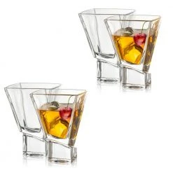 JoyJolt Carre Square 8 oz. Martini Glasses - Set of 4 - Elegant Cocktail Glassware -Drinkware Shop clear joyjolt martini glasses mg20225 fa 1000