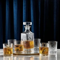 JoyJolt Gatsby Art Deco 10 oz. Double Old Fashioned Whiskey Glasses (Set of 6) - Elegant Cocktail & Whiskey Glassware -Drinkware Shop clear joyjolt whiskey glasses jga10242 fa 1000
