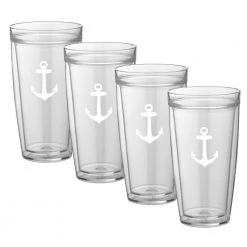 Kasualware Anchor 22 oz. Doublewall Tall Tumbler (Set of 4) - Durable & Stylish Drinking Glasses by Kraftware