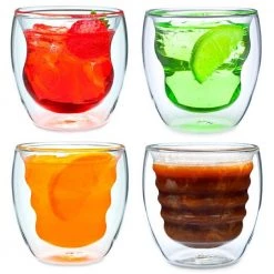 Ozeri Curva Artisan Series 8 oz. Double Wall Beverage Glasses and Tumblers, Set of 4 -Drinkware Shop clear ozeri drinking glasses sets dw080as c3 1000