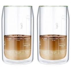 Ozeri Moderna Artisan Series 15 oz. Double Wall Barista Coffee Glasses (Set of 2) -Drinkware Shop clear ozeri drinking glasses sets dw15c 2 1f 1000