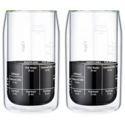 Ozeri Moderna Artisan Series 15 oz. Double Wall Barista Coffee Glasses (Set of 2) -Drinkware Shop clear ozeri drinking glasses sets dw15c 2 44 1000