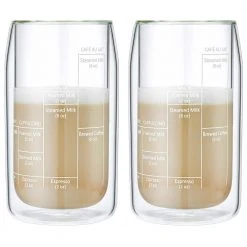 Ozeri Moderna Artisan Series 15 oz. Double Wall Barista Coffee Glasses (Set of 2) -Drinkware Shop clear ozeri drinking glasses sets dw15c 2 4f 1000
