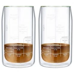 Ozeri Moderna Artisan Series 15 oz. Double Wall Barista Coffee Glasses (Set of 2) -Drinkware Shop clear ozeri drinking glasses sets dw15c 2 76 1000