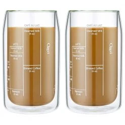 Ozeri Moderna Artisan Series 15 oz. Double Wall Barista Coffee Glasses (Set of 2) -Drinkware Shop clear ozeri drinking glasses sets dw15c 2 c3 1000
