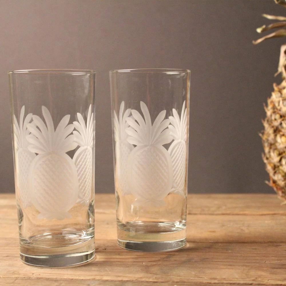 Rolf Glass Pineapple 15 oz. Clear Highball Glasses - Set of 4 | Perfect for Cocktails & Drinks 4 Rolf Glass Pineapple 15 oz. Clear Highball Glasses - Set of 4 | Perfect for Cocktails & Drinks - Image 4