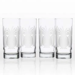 Rolf Glass Pineapple 15 oz. Clear Highball Glasses - Set of 4 | Perfect for Cocktails & Drinks