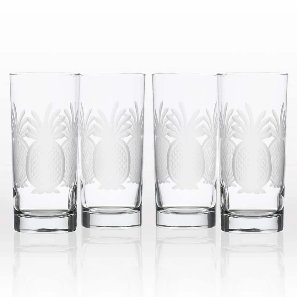 Rolf Glass Pineapple 15 oz. Clear Highball Glasses - Set of 4 | Perfect for Cocktails & Drinks 1 Rolf Glass Pineapple 15 oz. Clear Highball Glasses - Set of 4 | Perfect for Cocktails & Drinks