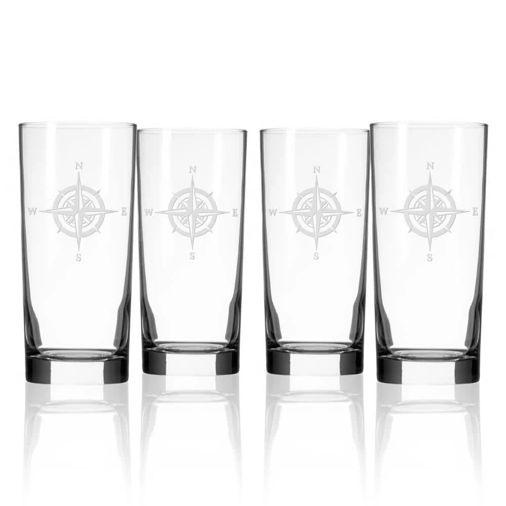 Rolf Glass Compass Rose 15 fl. oz. Highball Glasses - Set of 4 - Elegant Cocktail Glasses 1 Rolf Glass Compass Rose 15 fl. oz. Highball Glasses - Set of 4 - Elegant Cocktail Glasses
