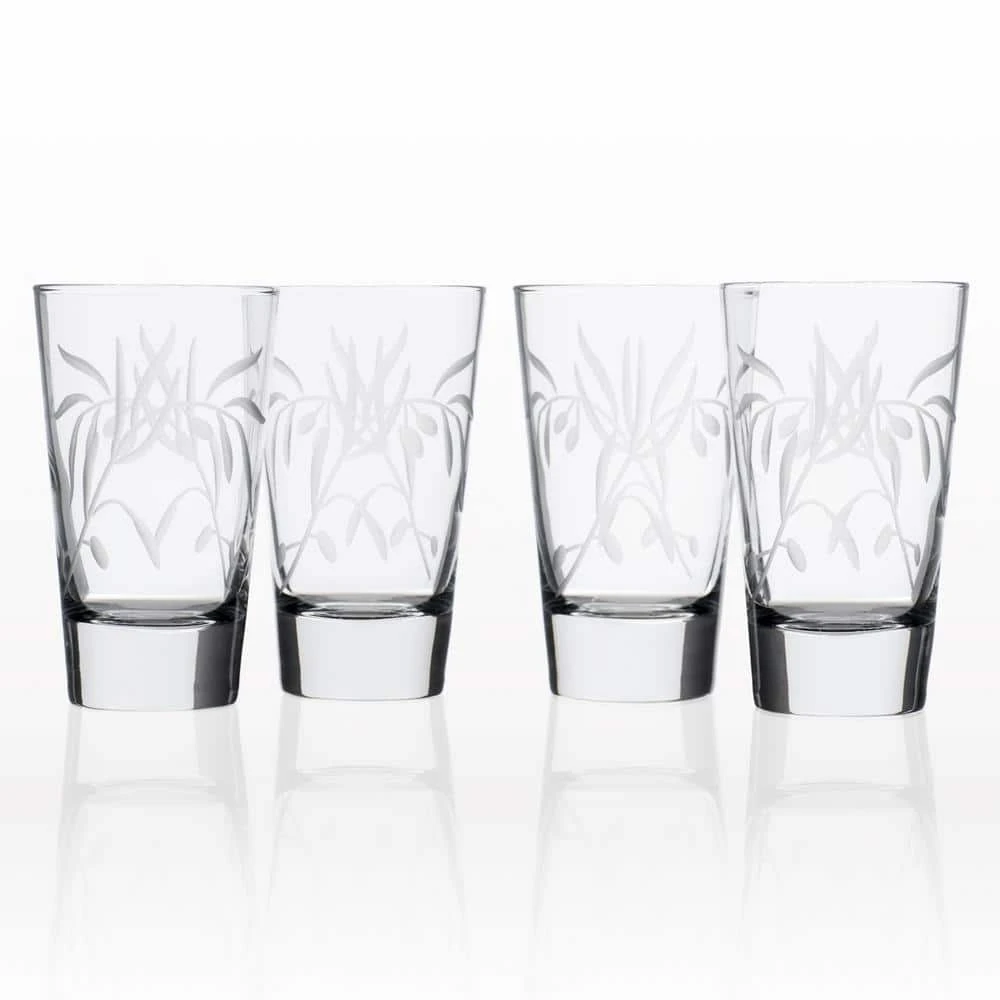 Rolf Glass Olive Branch Clear 15.5 oz. Highball Glasses (Set of 4) | Elegant Cocktail Glasses 1 Rolf Glass Olive Branch Clear 15.5 oz. Highball Glasses (Set of 4) | Elegant Cocktail Glasses