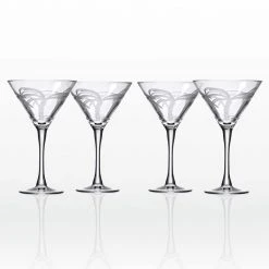 Palm Tree 10 oz. Clear Martini Glasses (Set of 4) - Elegant Cocktail Glassware by Rolf Glass