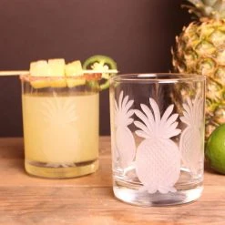 Rolf Glass Pineapple 13 oz. Clear Double Old-Fashioned Glass Set of 4 - Premium Whiskey & Cocktail Glasses -Drinkware Shop clear rolf glass whiskey glasses 205007 s4 76 1000