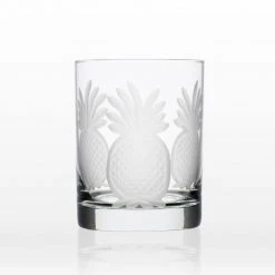 Rolf Glass Pineapple 13 oz. Clear Double Old-Fashioned Glass Set of 4 - Premium Whiskey & Cocktail Glasses -Drinkware Shop clear rolf glass whiskey glasses 205007 s4 c3 1000