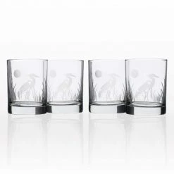 Heron 13 oz. Double Old Fashioned Glass Set of 4 - Premium Whiskey & Cocktail Glasses by Rolf Glass