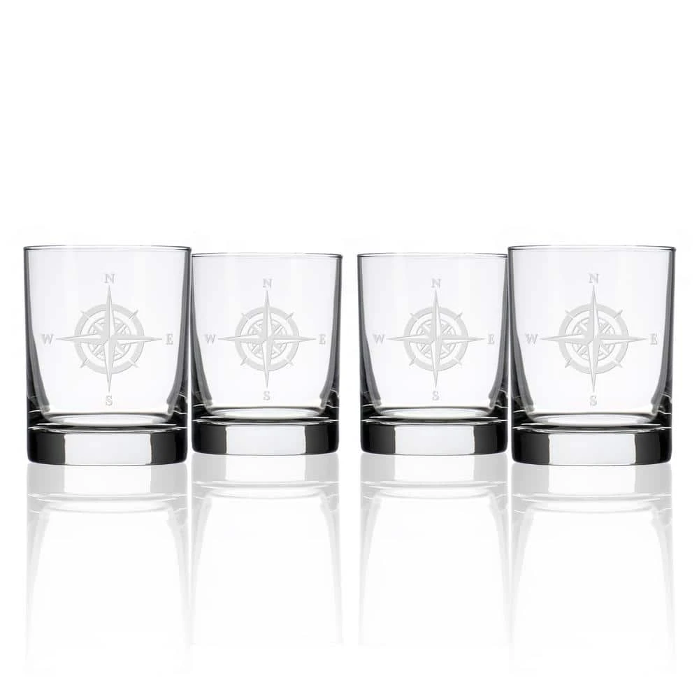 Compass Rose 13 fl. oz. Double Old Fashioned Glasses (Set of 4) - Premium Whiskey and Cocktail Glasses by Rolf Glass 1 Compass Rose 13 fl. oz. Double Old Fashioned Glasses (Set of 4) - Premium Whiskey and Cocktail Glasses by Rolf Glass