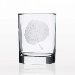 Aspen Leaf 13 oz. Clear Double Old-Fashioned Glasses - Set of 4 by Rolf Glass -Drinkware Shop clear rolf glass whiskey glasses 702001 s4 c3 1000