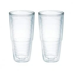 Tervis Clear 24 oz. 2-Pack Double Walled Insulated Plastic Tumblers - No Lid, Durable & Eco-Friendly