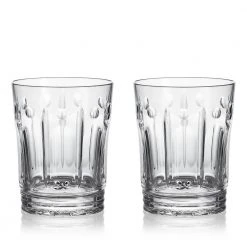 Waterford Winter Wonders Winter Rose 12.85 oz. Double Old Fashioned Glasses, Set of 2 - Clear Crystal Whiskey Glasses