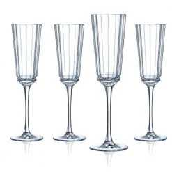 Cristal D'Arques Macassar 5.75 oz. Champagne Flute Set of 4 | Elegant Wine Glasses for Celebrations