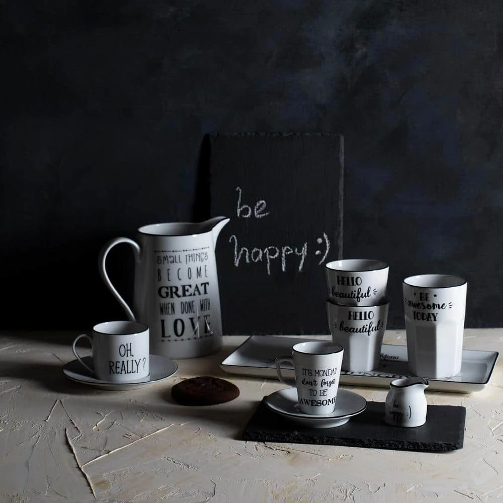 Be Happy 4-Piece Porcelain Mug Set - Elegant Design for Coffee & Tea Lovers (Service for 4) 6 Be Happy 4-Piece Porcelain Mug Set - Elegant Design for Coffee & Tea Lovers (Service for 4) - Image 6