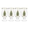 Spode 4-Piece Christmas Tree Glass Tulip Shaped Set - Elegant Holiday Drinking Glasses