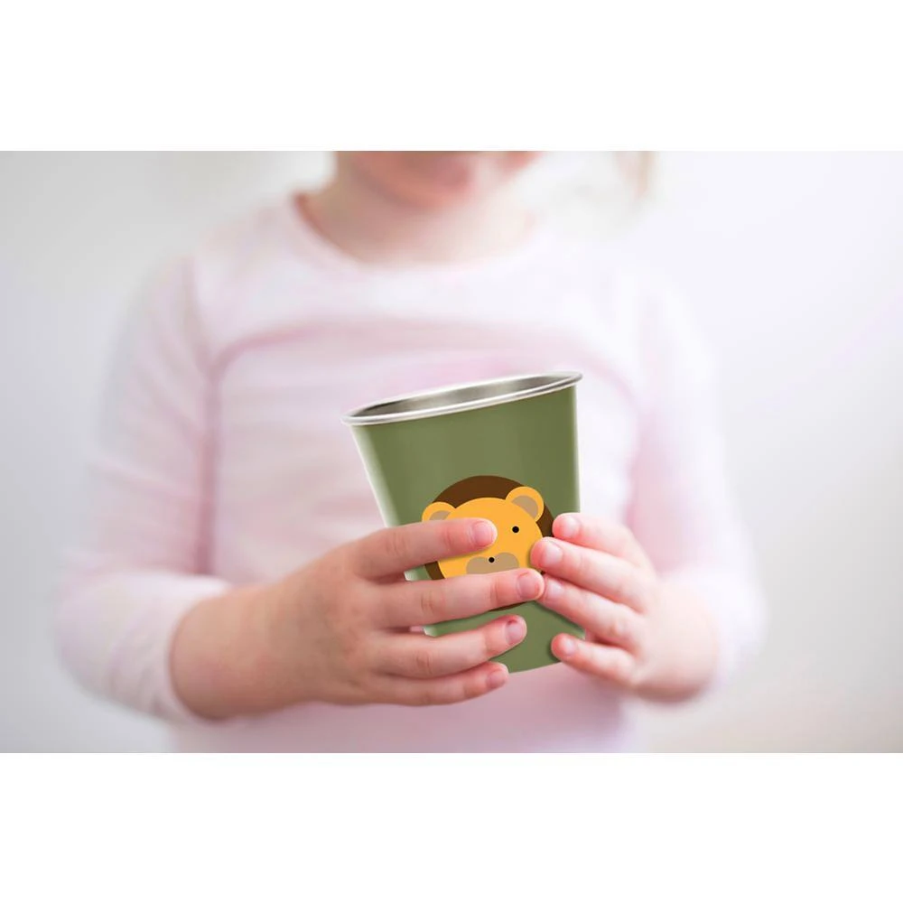 Set of 4 Stainless Steel Animal Cups (10 oz) - Lion, Bear, Monkey, Pig | RED ROVER 2 Set of 4 Stainless Steel Animal Cups (10 oz) - Lion, Bear, Monkey, Pig | RED ROVER - Image 2