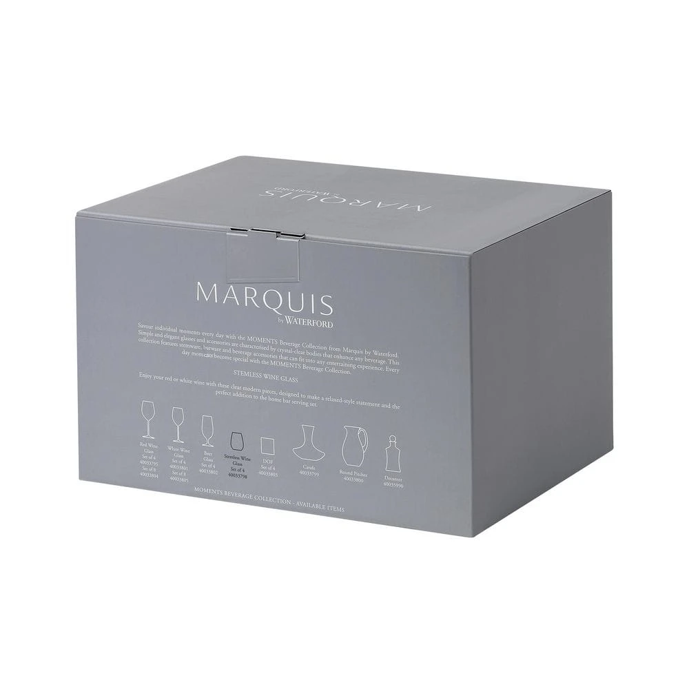 Marquis By Waterford Moments 18.6 oz. Clear Wine Stemless Glasses (Set of 4) - Elegant Drinking Glasses for Wine, Cocktails & More 4 Marquis By Waterford Moments 18.6 oz. Clear Wine Stemless Glasses (Set of 4) - Elegant Drinking Glasses for Wine, Cocktails & More - Image 4