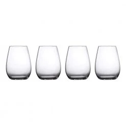 Marquis By Waterford Moments 18.6 oz. Clear Wine Stemless Glasses (Set of 4) - Elegant Drinking Glasses for Wine, Cocktails & More