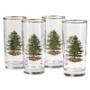 Spode 4-Piece Christmas Tree Glass Hiball Drinkware Set - Festive Holiday Drinking Glasses