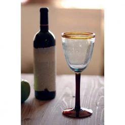 18 oz. Clear Hand Blown Recycled Glass Water Goblet Set of 6 - Eco-Friendly Drinking Glasses