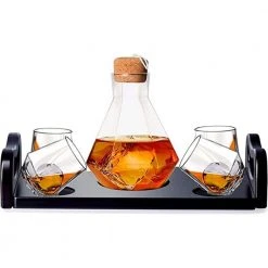 6-Piece Italian Crafted Glass Decanter and Whisky Glasses Set by J&V TEXTILES - Elegant Drinking Glasses & Sets