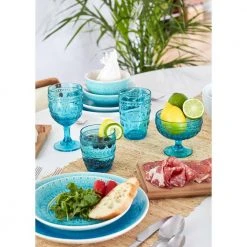 Fez 4-Piece 12 oz. Turquoise Wine Glass Set - Elegant Drinking Glasses by Euro Ceramica -Drinkware Shop drinking glasses sets gl fz81170tq 4f 1000