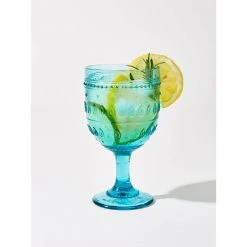 Fez 4-Piece 12 oz. Turquoise Wine Glass Set - Elegant Drinking Glasses by Euro Ceramica