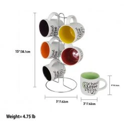 6-Piece Mug Set with Stand | Durable Ceramic Coffee Mugs | Unbranded 8 6-Piece Mug Set with Stand | Durable Ceramic Coffee Mugs | Unbranded -Drinkware Shop drinking glasses sets hdc64079 1f 1000
