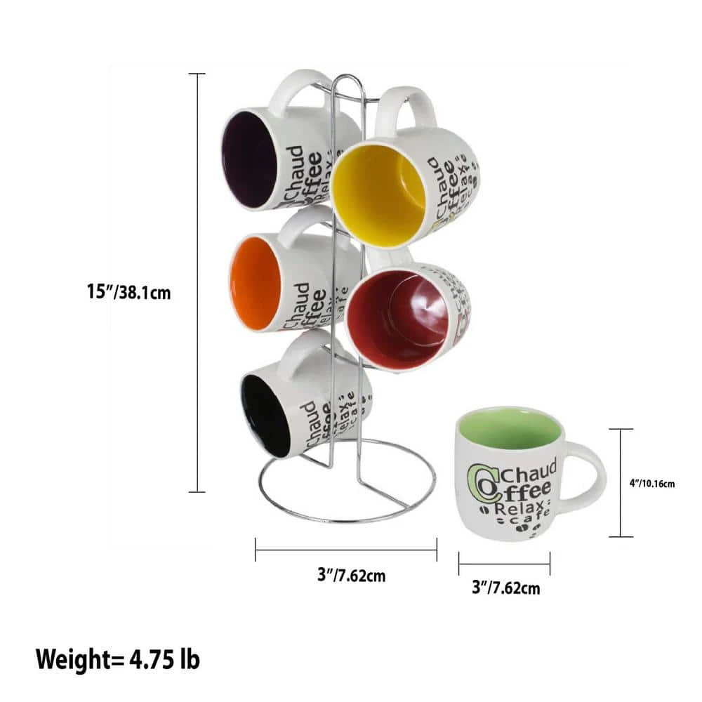 6-Piece Mug Set with Stand | Durable Ceramic Coffee Mugs | Unbranded 3 6-Piece Mug Set with Stand | Durable Ceramic Coffee Mugs | Unbranded - Image 3