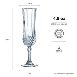 4-Piece Longchamp Flute Set by Eclat Cristal D'Arques Paris - Elegant Champagne Glasses -Drinkware Shop eclat cristal d arques paris champagne glasses p1632 1f 1000