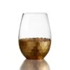 FITZ and FLOYD Daphne Gold Stemless Glasses - Set of 4, 20 oz. (591 ml) Elegant Wine Glasses in Gift Box