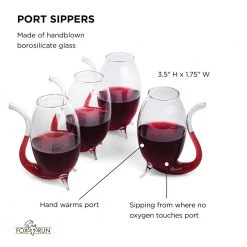 Set of 4 Hand Blown Glass Port Sippers Wine Glasses - 2.75 fl.oz by Fox Run -Drinkware Shop fox run red wine glasses 48747 1f 1000