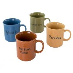 Thoughtful Morning 26 oz. Assorted Stoneware Cup Set (Set of 4) - by GIBSON HOME