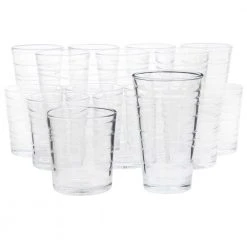 16 Piece Swirl Clear Assorted Glassware Set - Elegant Drinking Glasses by GIBSON HOME